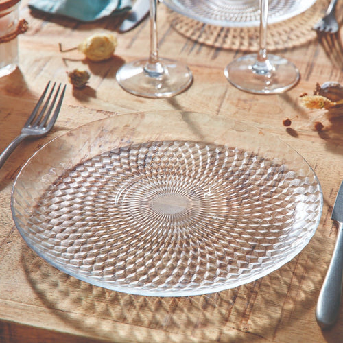Assiette plate en verre 25 cm Pampille