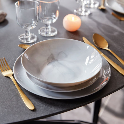 Assiette creuse grise 20 cm Diwali Marble