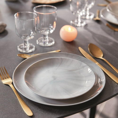 Set di stoviglie Diwali in marmo/nero da 18 pezzi
