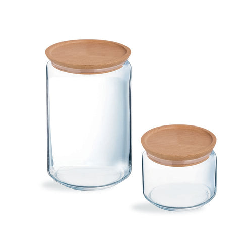 Set di due contenitori per la conservazione in legno Pure Jar - 1L + 0,5L