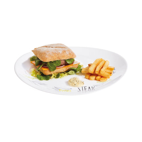Assiette à steak blanche décorée 30 cm Friend